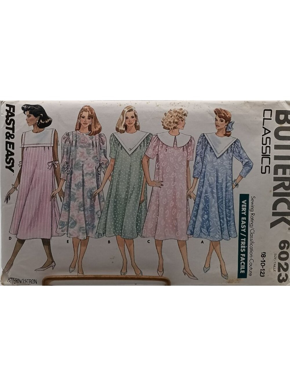 Butterick 6023 Misses Maternity Dress Sewing Pattern Loose Fit 8-10-12 1988 Vint